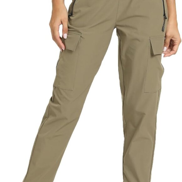 Women's Khaki Cargo Joggers - Lightweight Quick-Dry Pants for Outdoor Activities - Picture 1 of 6